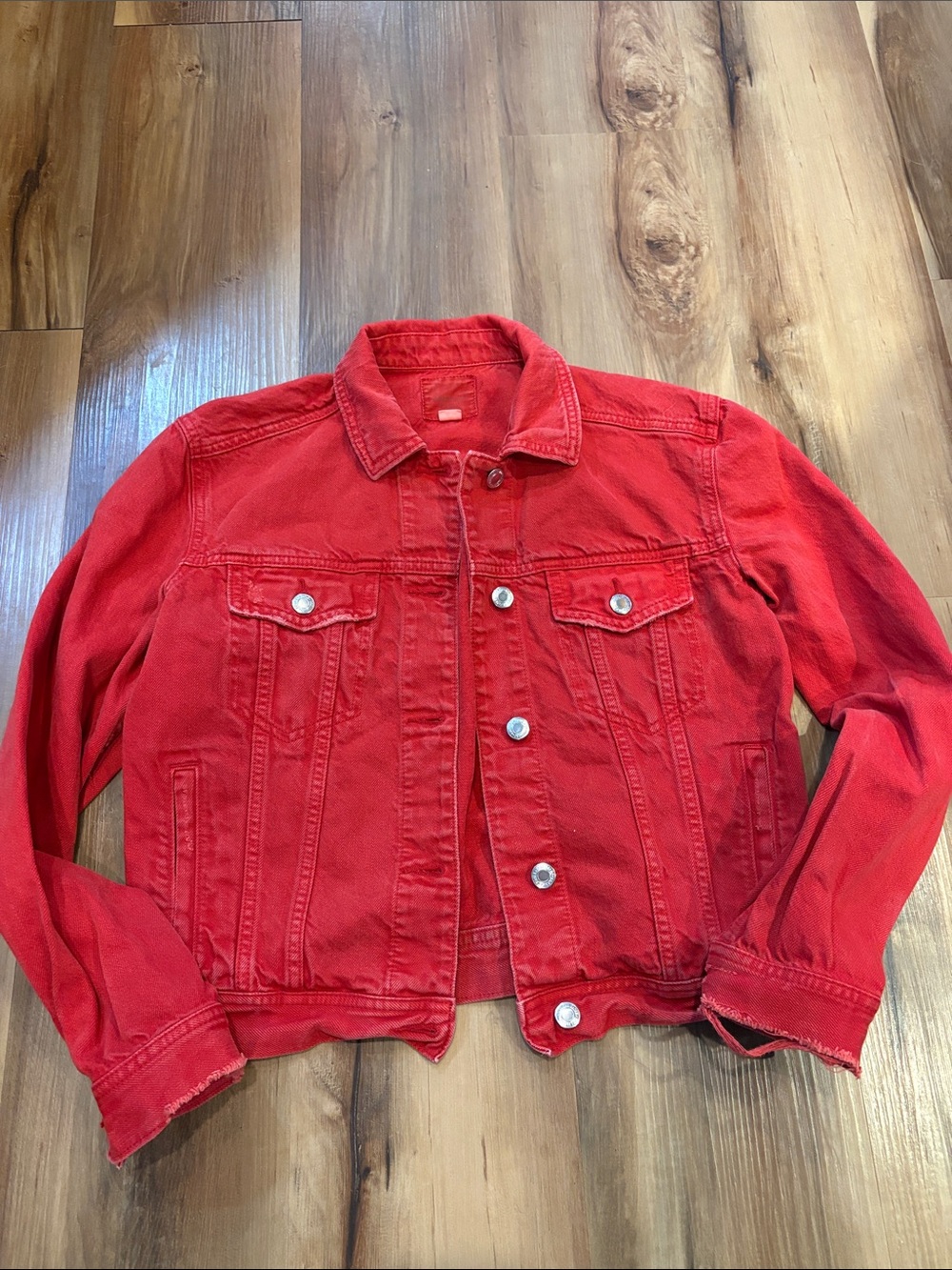 American Eagle Outfitters Red Denim Jacket - Women's Button-Up